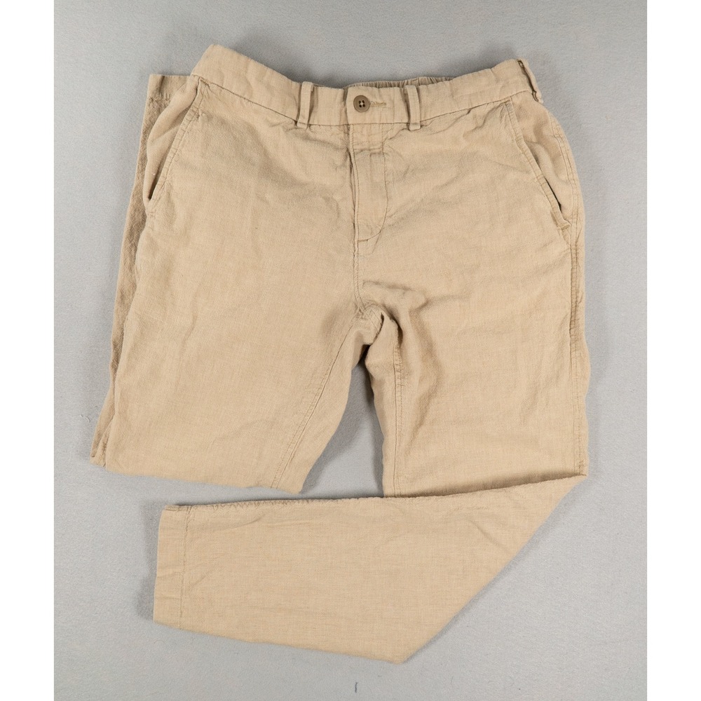 Abercrombie & Fitch Linen Blend Pants Womens Medium Tan Beige Pull On Trousers